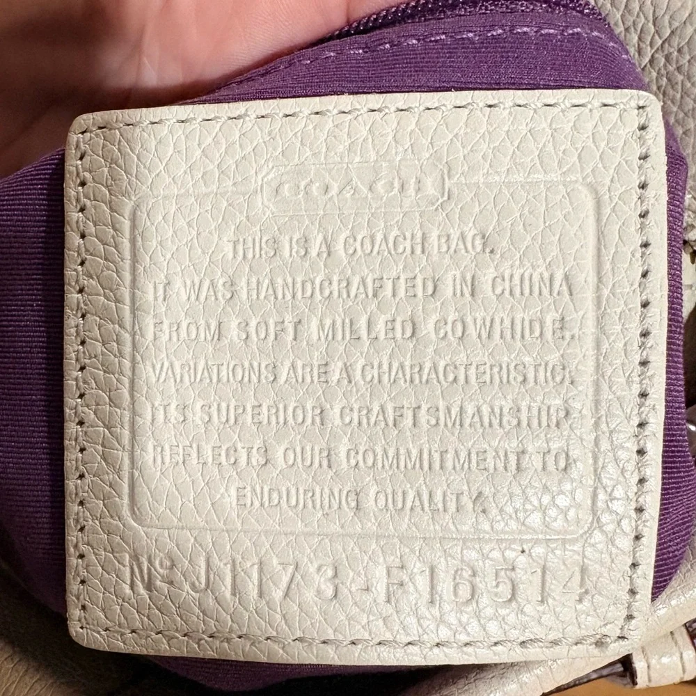 Coach Cream Leather Crossbody Bag with Silver Buckles - Picture 8 of 14